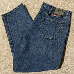 Wrangler Jeans Mens 40X30 Dark Blue Denim Pants Relaxed Fit Western 9T701VR